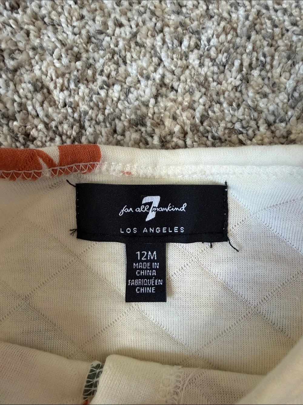 7 For All Mankind Quilted Floral Pajama Set - Cream, Rust & Green